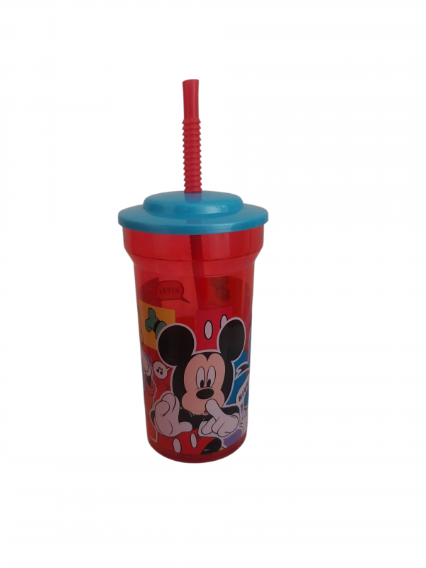 Bicchiere con cannuccia disney personaggio mickey mousse