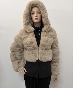 Elegante Pelliccia corta con cappuccio
