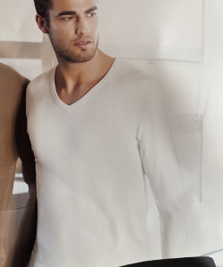 Maglia uomo nottingham in caldo cotone scollo a v manica lunga