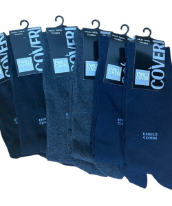 N.6 Paia di calze uomo enrico coveri corte in caldo cotone tinta unita