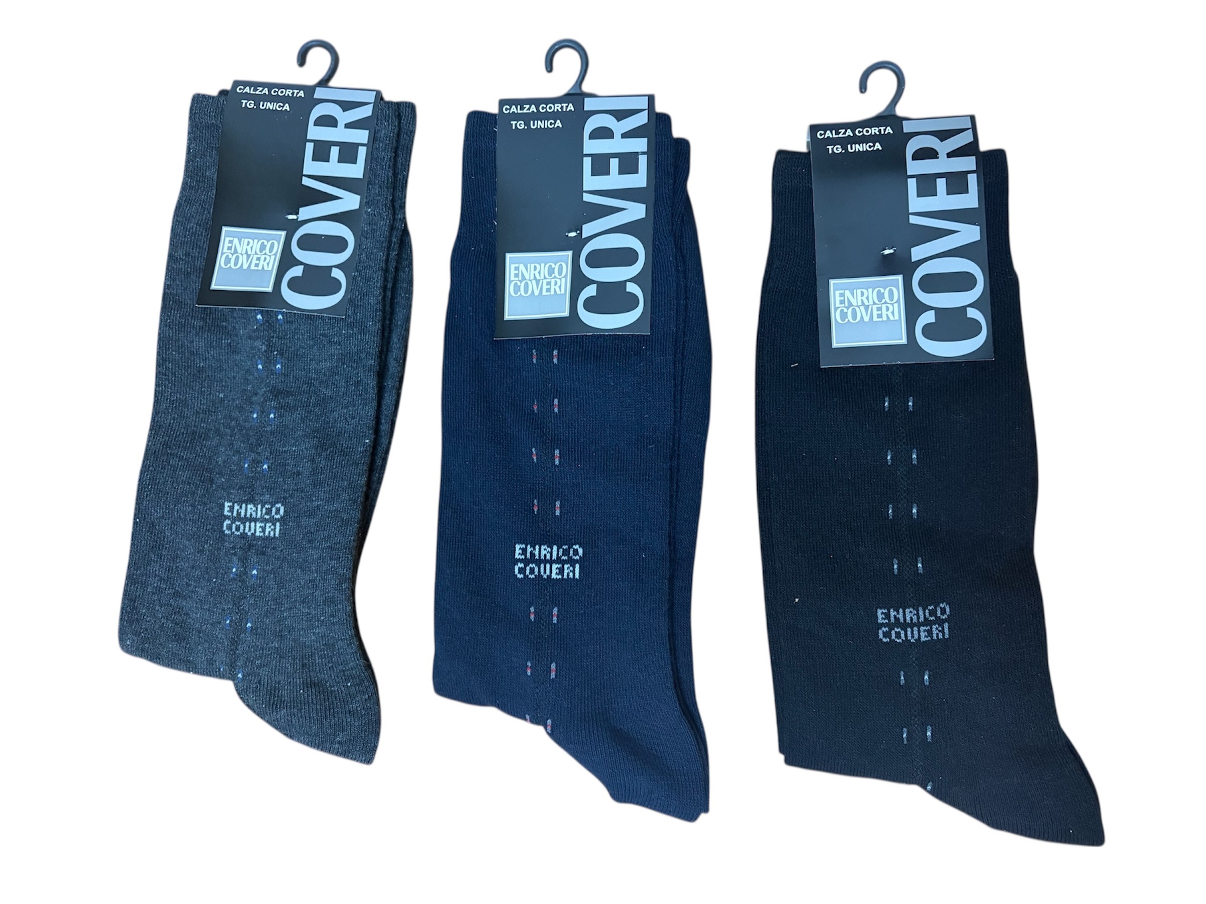 N.3 Paia di calze uomo enrico coveri corte in caldo cotone con fantasia