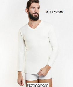 Maglia uomo lana cotone nottingham scollo a v M/L art tl 18v