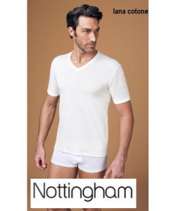 Maglia uomo lana cotone nottingham scollo a v m/c art tv 18