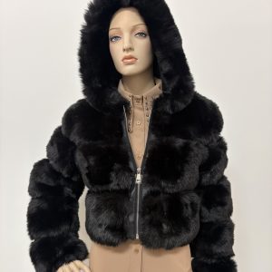 Elegante Pelliccia corta con cappuccio - immagine 3