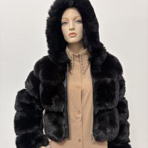 Elegante Pelliccia corta con cappuccio - immagine 5