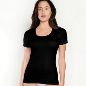 Maglia donna notthingham in caldo cotone interlook mezza manica girocollo art sogno col, bianco, nero - immagine 4