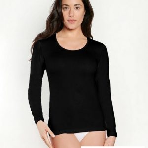 Maglia donna notthingham in caldo cotone interlook manica lunga girocollo art nuvola col, bianco, nero - immagine 3