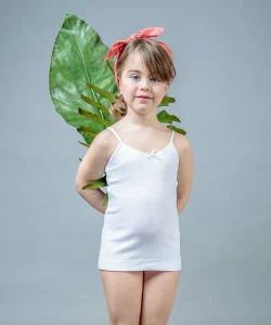 Canottiera bambina nottingham 100% cotone pettinato con spallina stretta art vs61b