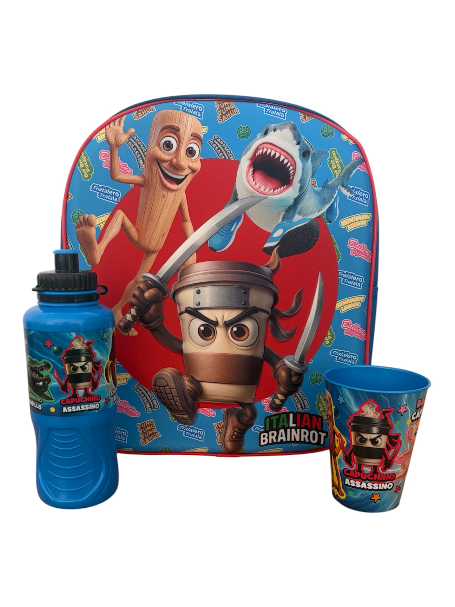 Set asilo 3 pezzi bambino personaggio italian brainrot